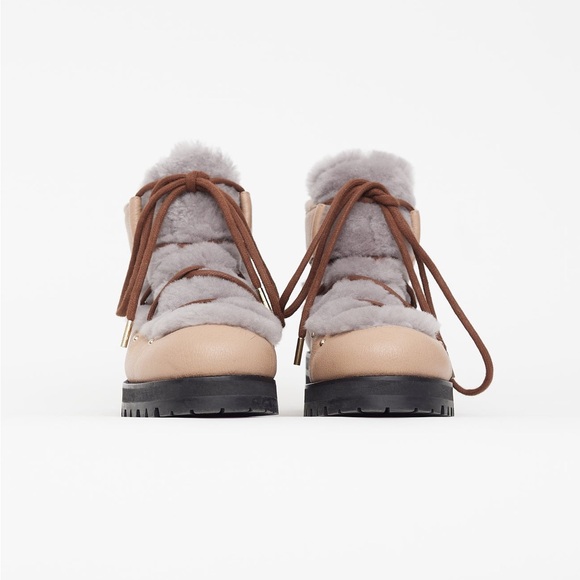 Jimmy Choo Beige & Grey Ditto Shearling Boot - Picture 3 of 14